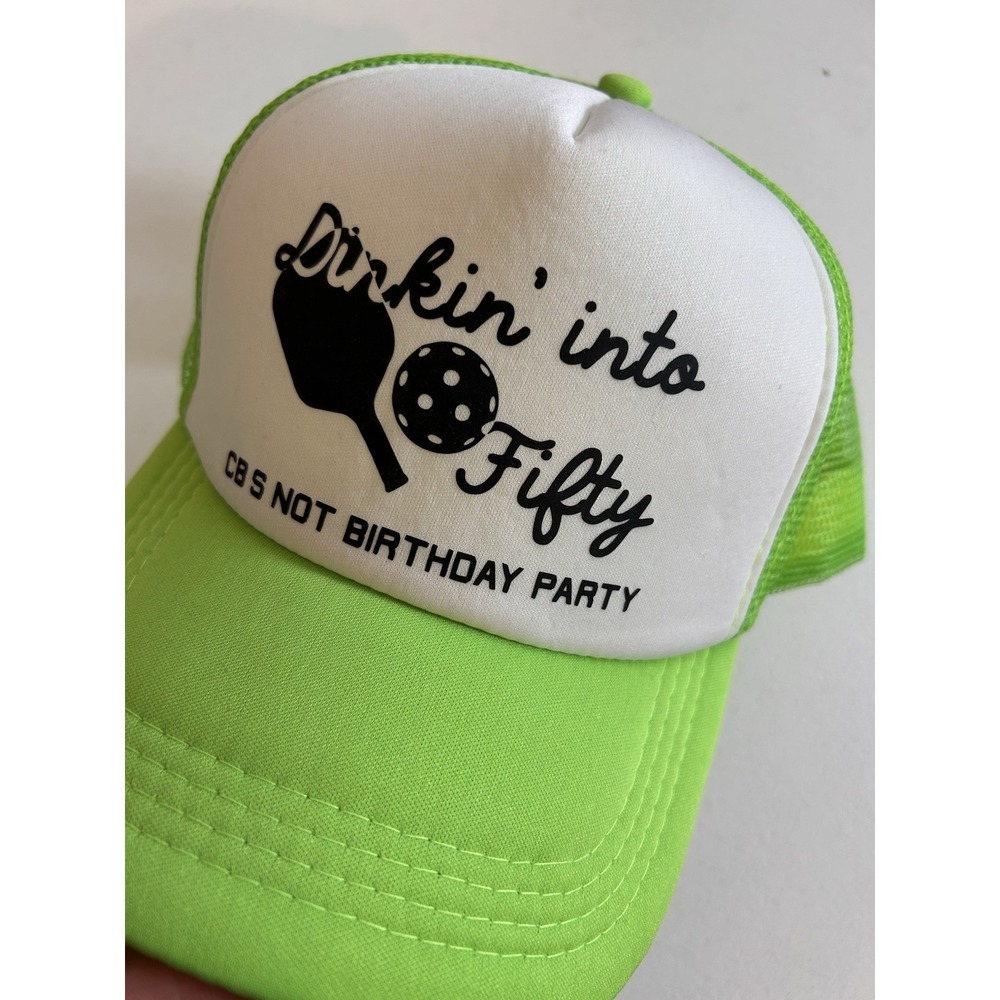 "Dunkin Into Fifty" Customized Trucker Hat Featuring Pickleball Paddle Graphic